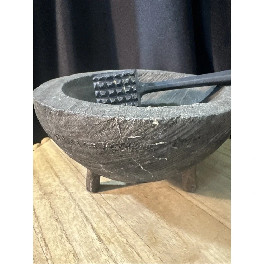 Vintage Rustic wooden Mortar And Pestle Medicine Bowl